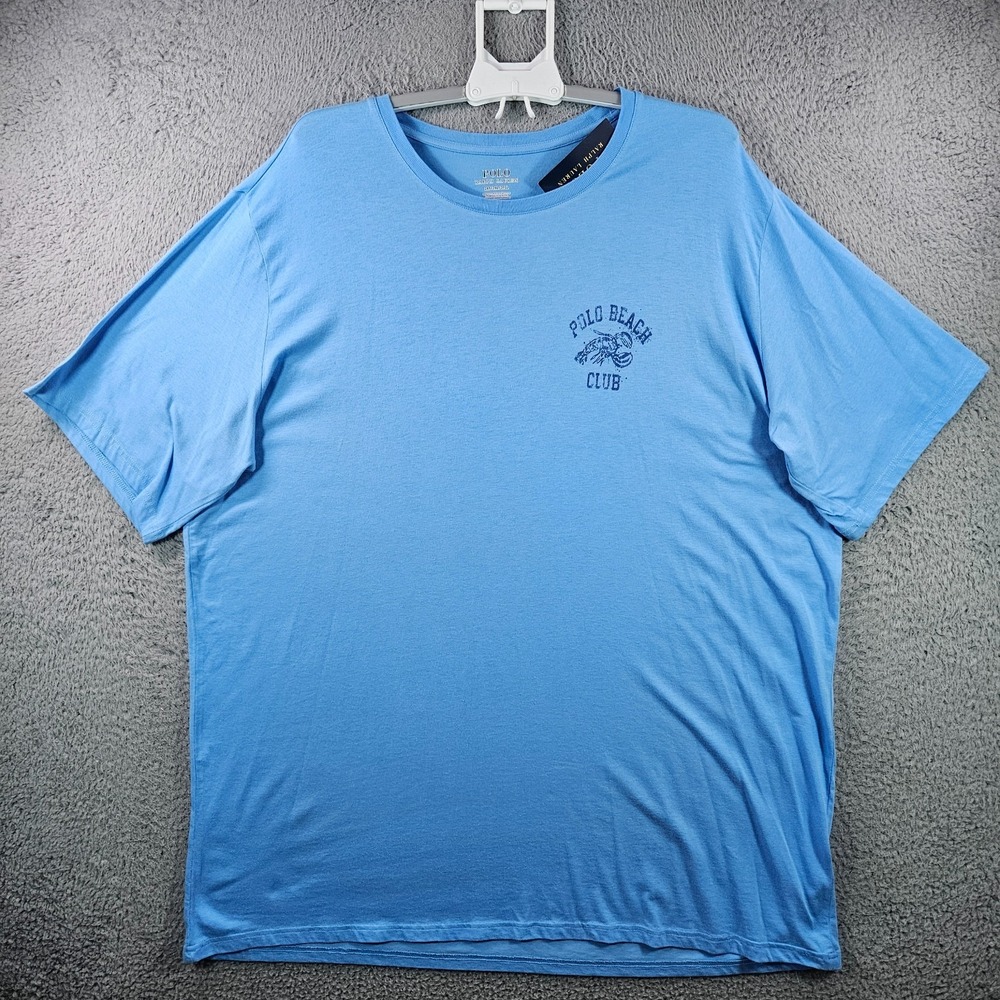 NEW Polo Ralph Lauren T-Shirt Men 2XT Polo Beach Club‎ Light Blue Lightweight